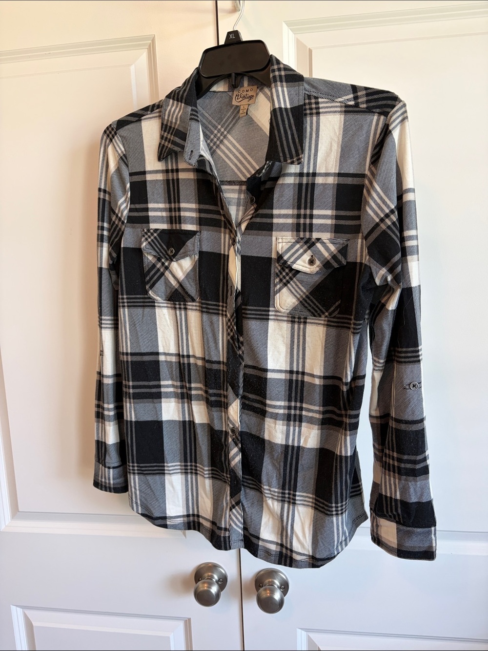 Como Vintage Black & White Plaid Button-Down Shirt